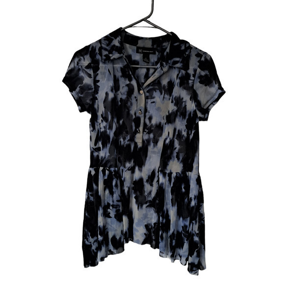 INC International Concepts Tunic Short‎ Sleeve Stretch Mesh Top Floral Sz S New - Picture 4 of 5